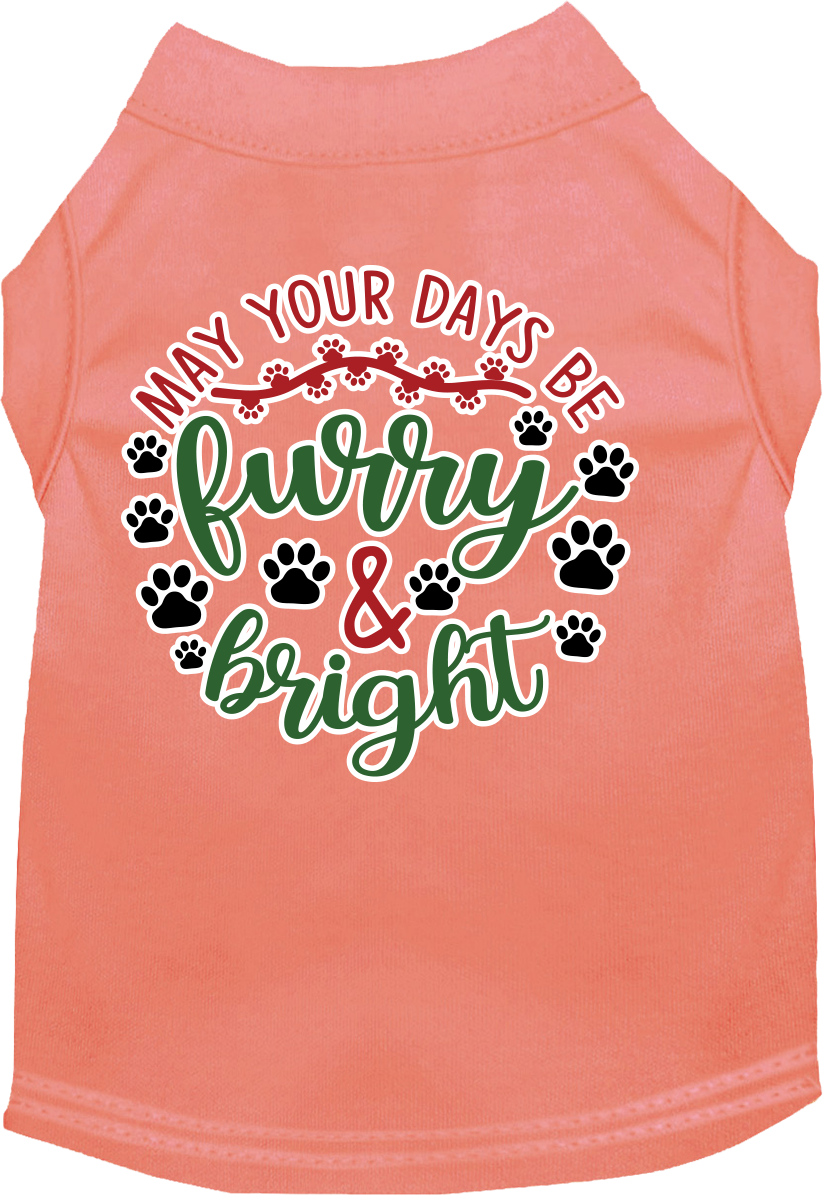 Furry and Bright Screen Print Dog Shirt Peach Size XXXL